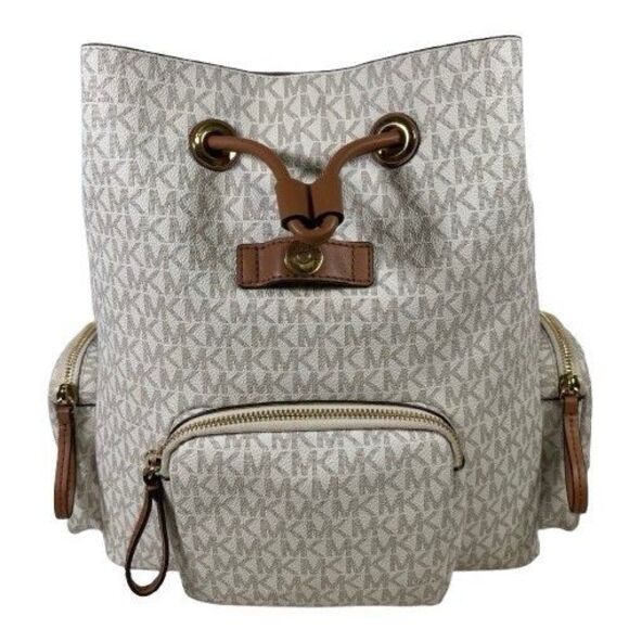 MICHAEL KORS ABBEY Vanilla Large Cargo Signature Backpack Bag 35T9GAYB7B NWOT - Picture 8 of 16